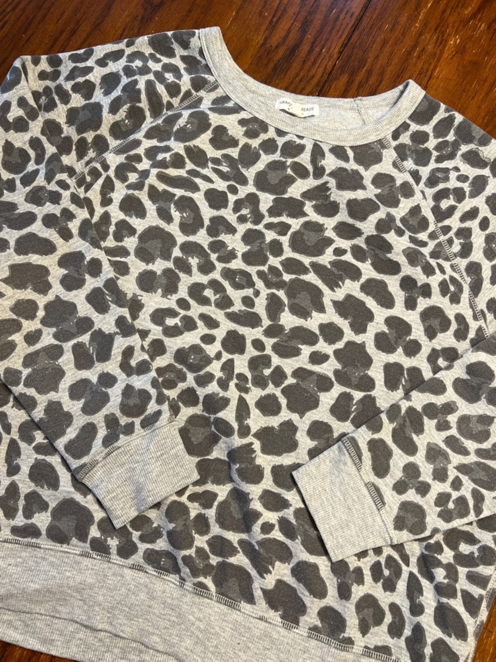 Grayson Threads Gray and Black Leopard Print Pullover Sweatshirt
